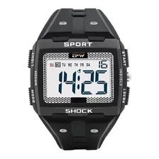 Relógio De Pulso Sport Shock Digital Grande Visibilidade Tpw Cor Da Correia Preto