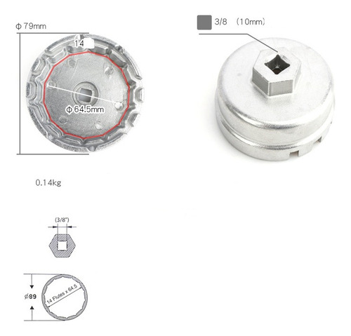 Llave De Copa Filtro De Aceite De 64 Mm Para Toyota Lexus Foto 3