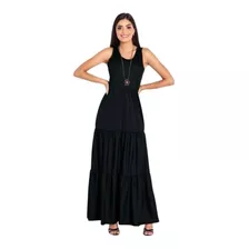 Vestido Longo Regata Evangélico Preto Jovial Verão 38 A 56