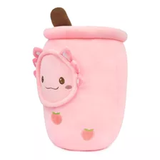 Niuniu Daddy Peluche Boba Tea 50cm Ajolote Rosa Suave Lindo