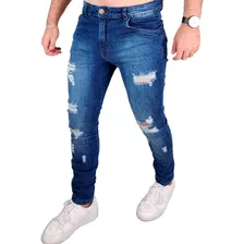 Calça Jeans Masculina Rasgada Premium Skinny Elastano