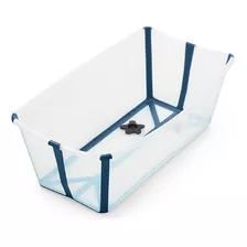 Banheira Flexível Transparente Azul Com Plug Térmico Stokke