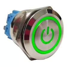 Boton Con Logo Led Verde 22mm - Con Retención Incluye Cable