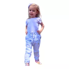 Calça Menina Bebê Infantil Roupa Jeans Babado Franzido