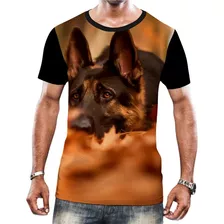 Camisa Camiseta Cachorros De Raça Pastor Alemão Capa Preta 1