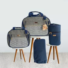 Bolsa Maternidade Cinza Azul Masculino Menino Bebe Nene