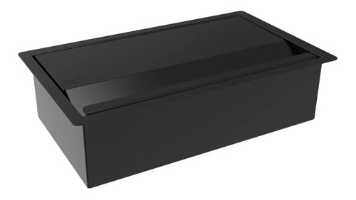 Porta Esponja Inox Pintado Preto Com Tampa Embutir Granito Preto