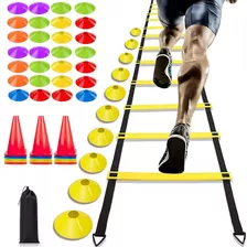 Kit Entrenamiento Agilidad 16 Conos + 16 Platos + 1 Escalera