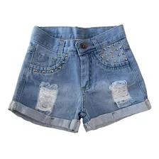 Short Jean Nena Rotura + Tachas