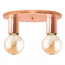 Lampara Plafon Redondo 2 Luces Led E27 Moderno Ventilador Color Cobre