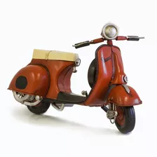 Moto Coleccionable Metal Vespa Roja 28cm Punto Arte