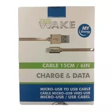 Cable Wake Micro Usb Metal Dorado 15 Cm 