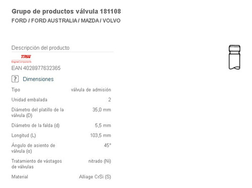 Valvulas De Admision Volvo S80 Ii 2012 Motor B 4204 S3 Foto 2