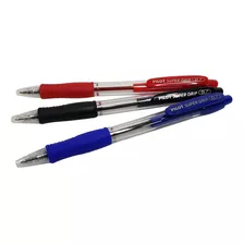 Caneta Super Grip Pilot 0.7 Mm Esferográfica Kit C/ 3 Cores Cor Da Tinta Azul, Preto E Vermelho