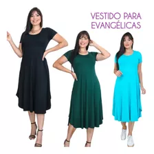 Vestido Manga Curta Evangélicas Elegante Confortável Mulher