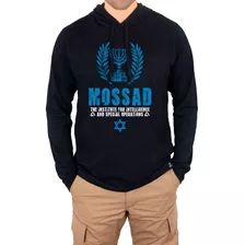 Camiseta Manga Longa Com Capuz Estampada Mossad