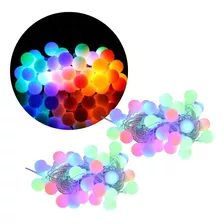 2 Pz Series Navideñas 28 Led Forma De Miniesferas Colores 4m