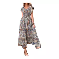 Vestido Bohemio De Cintura Alta A La Moda