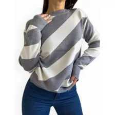 Sweater Rayas Cruzadas Tejido Bremer Mujer