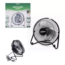 Ventilador Mesa Metal Portátil Preto Mini Usb 15 Cm Alfacell