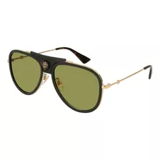 Gucci Gg0062s 014 Aviador Negro Verde Piel