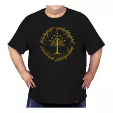 Camiseta Plus Size Senhor Dos Anéis Gandalf Estampa Dourada 