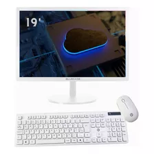 Kit Monitor 19'' Branco + Teclado E Mouse Brazil Pc