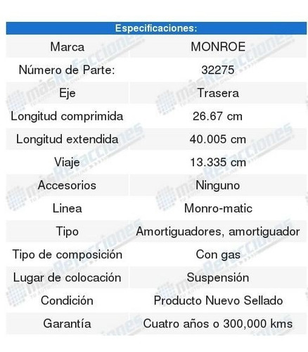 2 Amortiguadores Monroe Ford Windstar 1998 1999 2000 2001 Foto 2