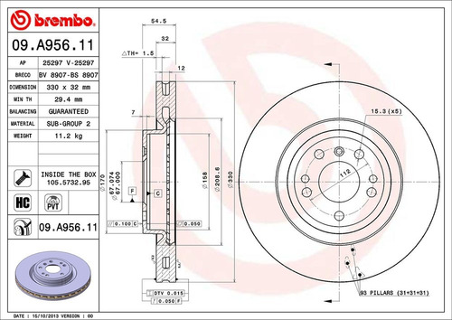 Kit-4 Discos Freno Mercedes-benz Ml350 4.7l V8 2012 Brembo Foto 2