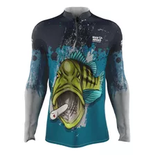 Camiseta Pesca Camisa Mar Negro Proteção Solar Blusa Dry Fit