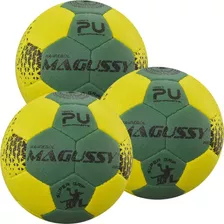 Kit 3 Bolas Magussy Handebol Profissional Pu Super Grip H1l