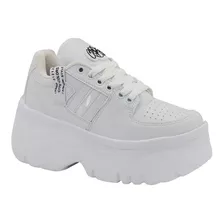 298-27 Tenis Sneakers Dama Mujer Blancos Plataforma 8 Cm