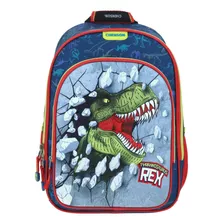 Mochila Escolar Grande Chenson Porta Tablet Dinosaurio Rex Co65609-9 Coleccion Mati Color Azul