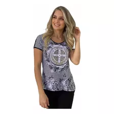 Camiseta Feminina Medalhão São Bento Blusa Catolica Ff003