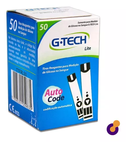 50 Fitas Tiras Reagentes G-tech Lite Glicemia