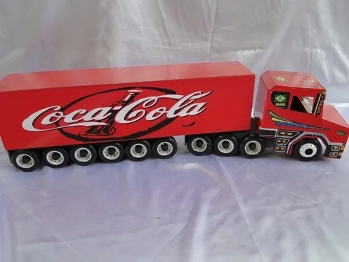 Carreta Bitrem Scania Bau Madeira Brinquedo 7eixo Cocacola