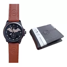 Reloj De Batman Hombre+cartera De Piel Genuina Polo Combo!!