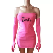 Mini Vestido Fuscia Barbie Con Guantes Bandit