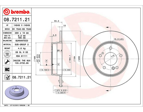 1.disco Solido Izquierdo O Derecho Trasero Clk350 09 Brembo Foto 2