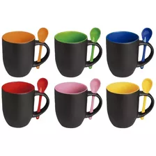 Taza Mágica Con Cuchara Fondo De Color Perzonalizada