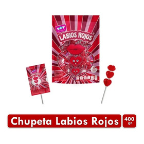 Chupetas Labios Rojos Doble Corazon X40 Unid