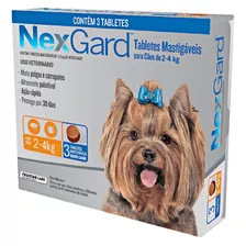 1 Antipulga Nexgard Para Cães De 2 A 4kg C/3 Tabletes
