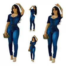 Macacão Jeans Feminino Longo Plus Size Modelador*46 Ao 56*
