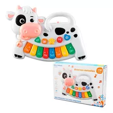 Piano Infantil Vaquinha Com Músicas E Sons Bichos Multikids