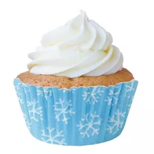 Forminhas Papel Mini Cupcakes Azul Flocos Neve Frozen 90 Uni