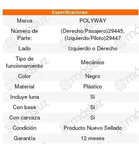 Espejo Dodge Caravan Negro 2001 2002 2003 2004 2005 2006 Foto 2