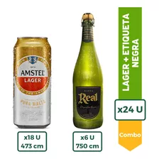 Cerveza Amstel Lager 473m X18 + Sidra Real Etiqueta Negra X6