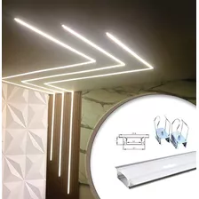 ( Kit 12un. ) Perfil Led Embutir Slim Gesso Marcenaria 2 Mts