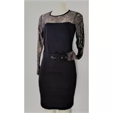 Vestido Preto Com Renda E Cinto Da Marca Talita Kume