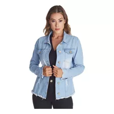 Jaqueta Jeans Feminina Premium Barra Desfiada Pronta Entrega